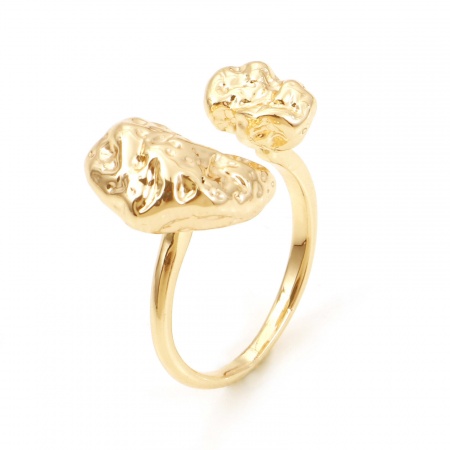 Picture of Brass Open Adjustable Rings 18K Real Gold Plated Irregular 15mm(US Size 4), 1 Piece