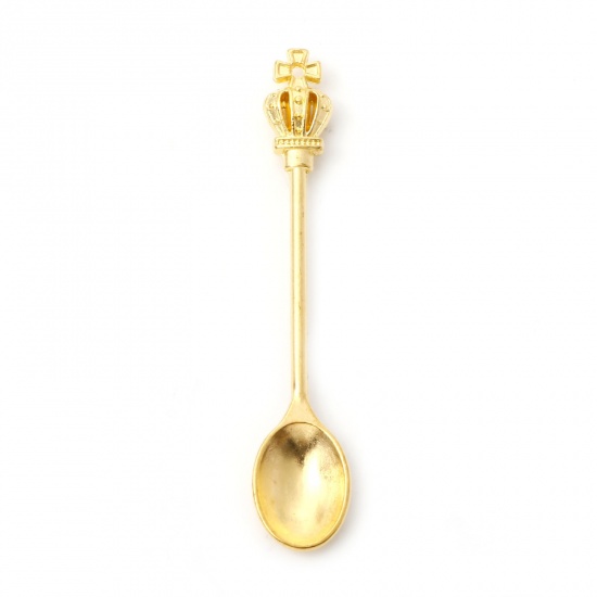 Picture of Zinc Based Alloy Pendants Gold Plated Spoon Crown 5.8cm x 1.1cm, 20 PCs