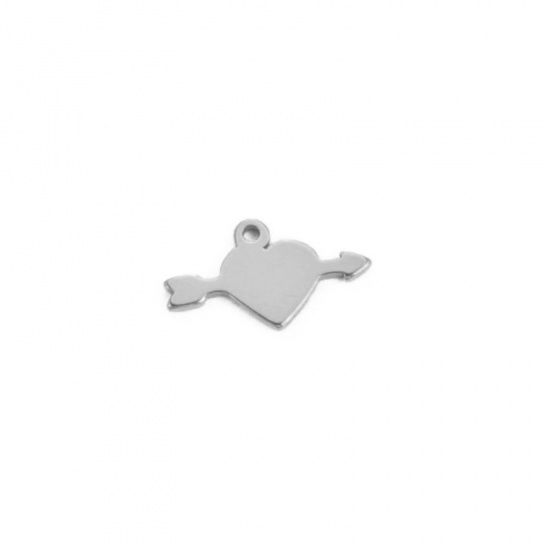 Bild von 304 Edelstahl Valentinstag Charms Amors Pfeil Silberfarbe 14.1mm x 8.2mm, 10 Stück