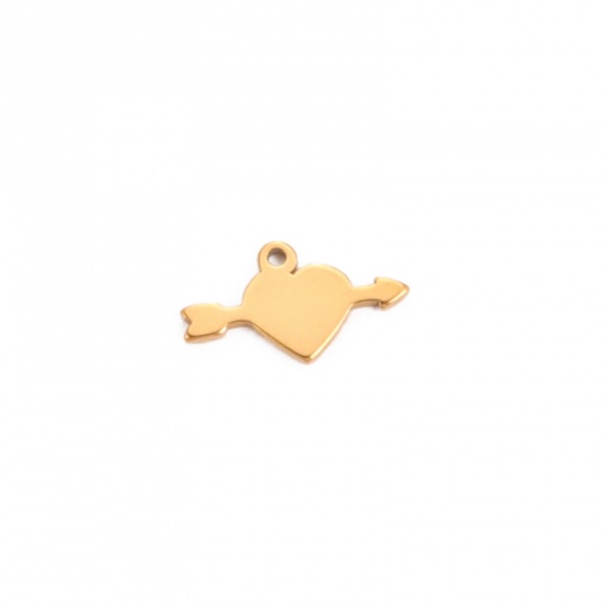 Bild von 304 Edelstahl Valentinstag Charms Amors Pfeil Vergoldet 14.1mm x 8.2mm, 10 Stück