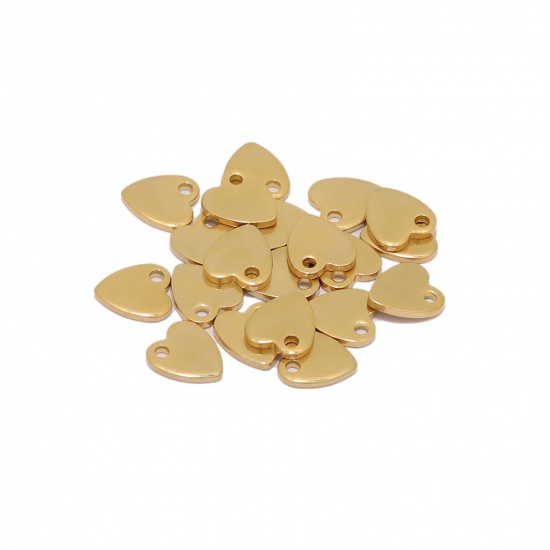 Bild von 304 Edelstahl Valentinstag Charms Herz Vergoldet 10mm x 9mm, 20 Stück
