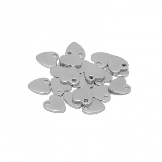 Bild von 304 Edelstahl Valentinstag Charms Herz Silberfarbe 10mm x 9mm, 20 Stück