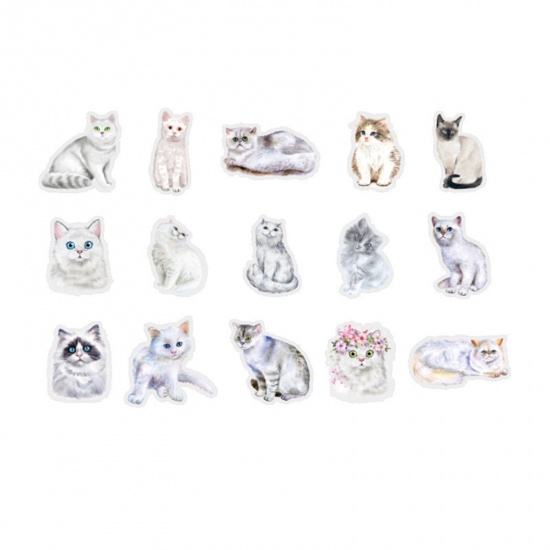 Picture of PET DIY Scrapbook Deco Stickers White Cat Animal 1 Set ( 30 PCs/Set)