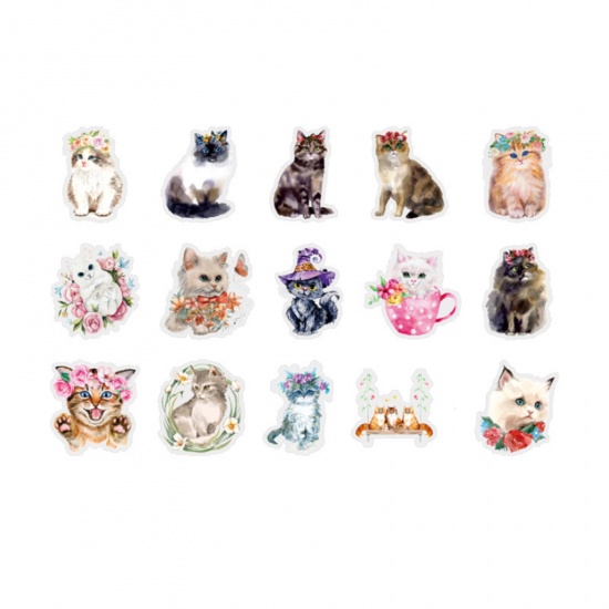 Picture of PET DIY Scrapbook Deco Stickers Multicolor Cat Animal 1 Set ( 30 PCs/Set)