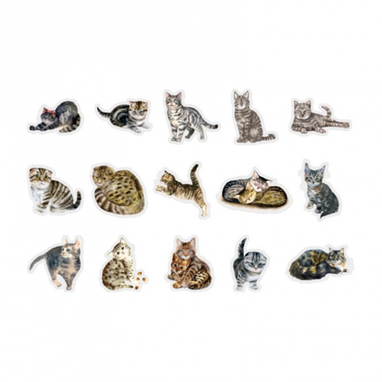 Picture of PET DIY Scrapbook Deco Stickers Brown Cat Animal 1 Set ( 30 PCs/Set)