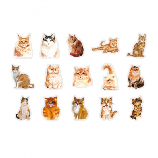 Picture of PET DIY Scrapbook Deco Stickers Yellow Cat Animal 1 Set ( 30 PCs/Set)