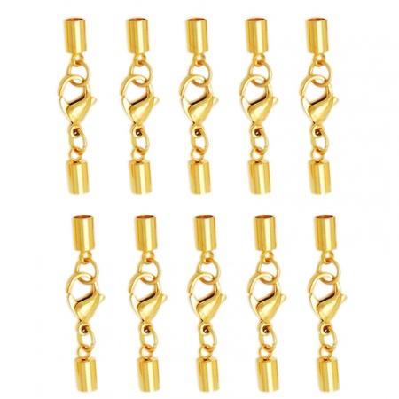 Picture of 304 Stainless Steel Cord End Caps Cylinder Multicolor With Lobster Claw Clasp