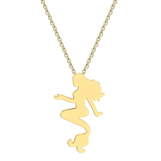 Picture of 201 Stainless Steel Stylish Link Cable Chain Necklace Gold Plated Mermaid 45cm(17 6/8") long, 1 Piece