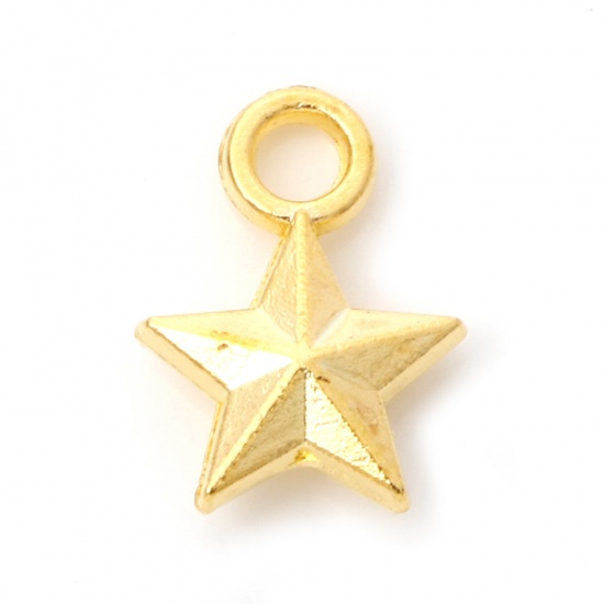 Immagine di Lega di Zinco Galassia Charms Stella a Cinque Punte Oro Placcato 3D 11mm x 8mm , 100 Pz