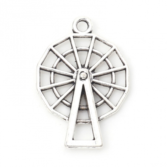 Picture of Zinc Based Alloy Charms Antique Silver Color Waterwheel 27mm x 19mm, 30 PCs