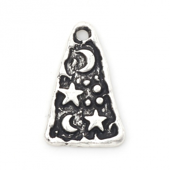 Picture of Zinc Based Alloy Maya Charms Antique Silver Color Triangle Star 17mm x 11mm, 30 PCs