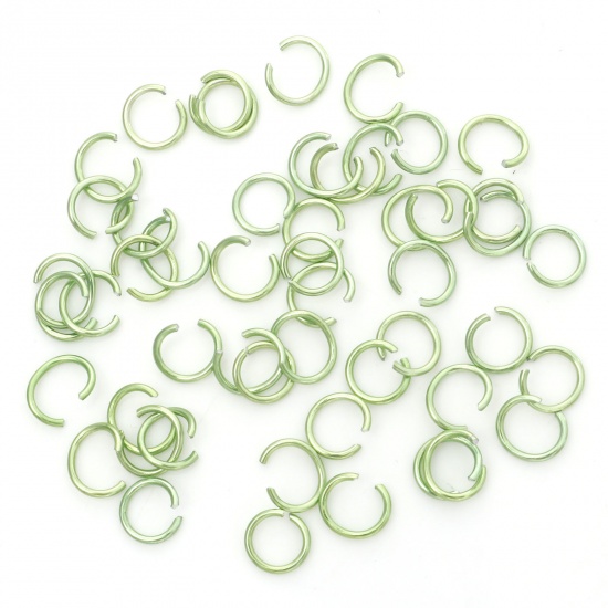 Picture of 0.8mm Aluminum Open Jump Rings Findings Round Green 6mm Dia, 300 PCs