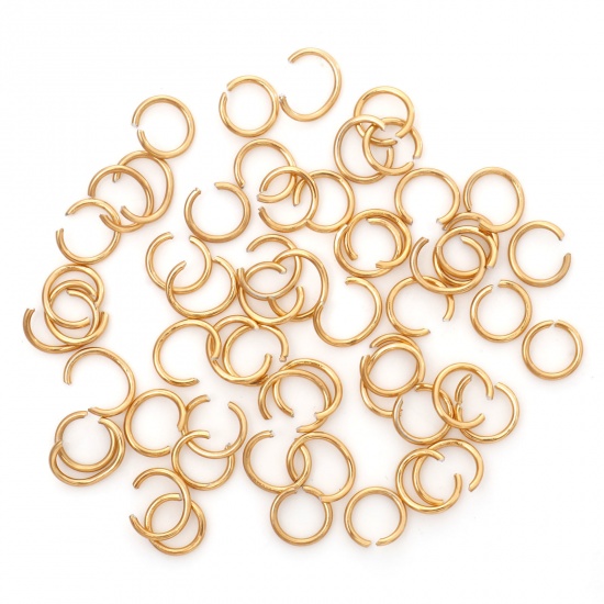 Picture of 0.8mm Aluminum Open Jump Rings Findings Round KC Gold Plated 6mm Dia, 300 PCs