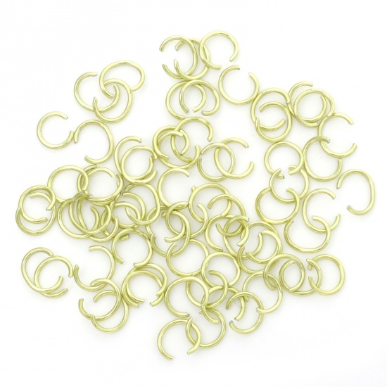 Picture of 0.8mm Aluminum Open Jump Rings Findings Round Light Green 6mm Dia, 300 PCs