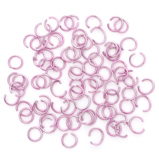 Picture of 0.8mm Aluminum Open Jump Rings Findings Round Light Pink 6mm Dia, 300 PCs