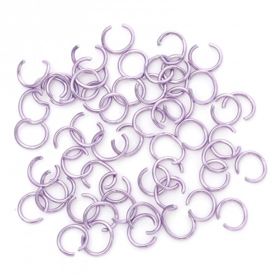 Picture of 0.8mm Aluminum Open Jump Rings Findings Round Mauve 6mm Dia, 300 PCs