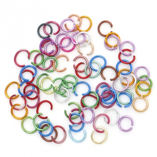 Picture of 0.8mm Aluminum Open Jump Rings Findings Round At Random Color Mixed 6mm Dia, 300 PCs