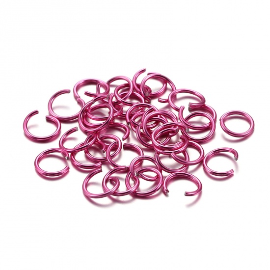 Picture of 0.8mm Aluminum Open Jump Rings Findings Round Pink 6mm Dia, 300 PCs