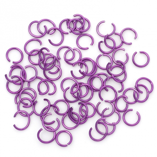 Picture of 0.8mm Aluminum Open Jump Rings Findings Round Purple 6mm Dia, 300 PCs