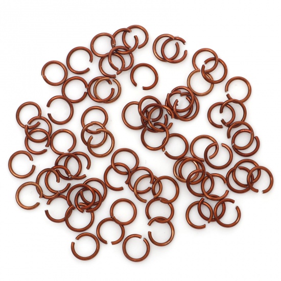 Picture of 0.8mm Aluminum Open Jump Rings Findings Round Red Copper 6mm Dia, 300 PCs