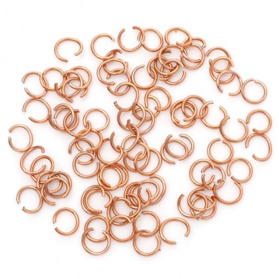 Picture of 0.8mm Aluminum Open Jump Rings Findings Round Rose Gold 6mm Dia, 300 PCs