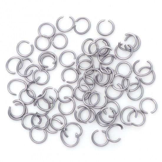 Picture of 0.8mm Aluminum Open Jump Rings Findings Round Silver Tone 6mm Dia, 300 PCs