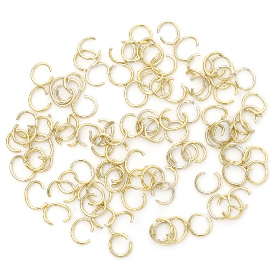 Picture of 1mm Aluminum Open Jump Rings Findings Round Yellow 8mm Dia, 300 PCs
