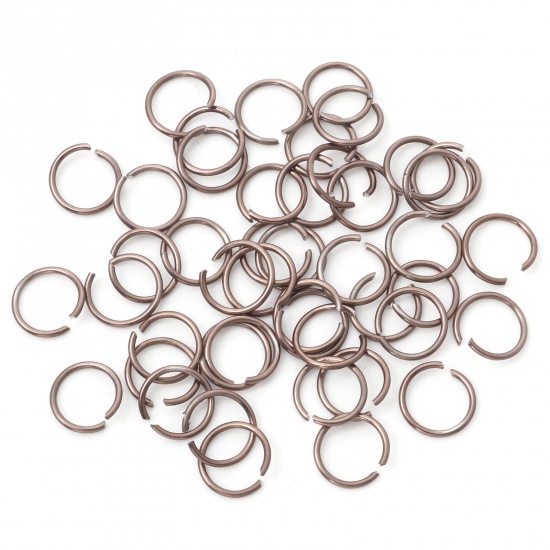 Picture of 1mm Aluminum Open Jump Rings Findings Round Coffee 10mm Dia, 300 PCs