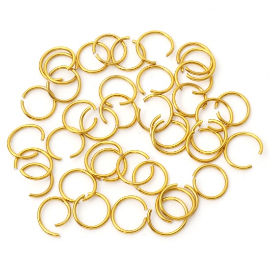 Picture of 1mm Aluminum Open Jump Rings Findings Round Golden 10mm Dia, 300 PCs