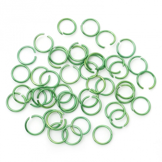 Picture of 1mm Aluminum Open Jump Rings Findings Round Green 10mm Dia, 300 PCs