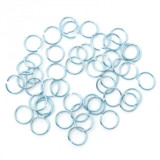 Picture of 1mm Aluminum Open Jump Rings Findings Round Light Blue 10mm Dia, 300 PCs