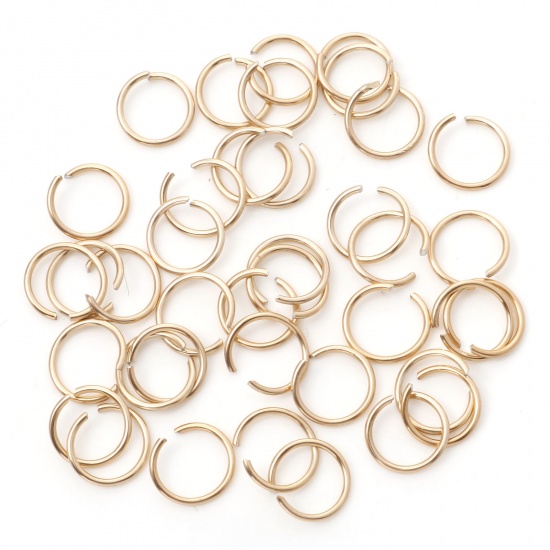 Picture of 1mm Aluminum Open Jump Rings Findings Round Light Gold 10mm Dia, 300 PCs