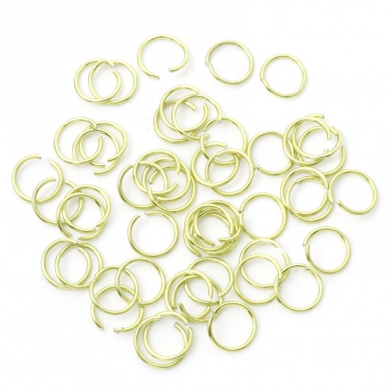 Picture of 1mm Aluminum Open Jump Rings Findings Round Light Green 10mm Dia, 300 PCs