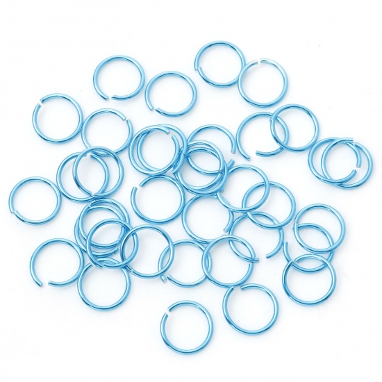 Picture of 1mm Aluminum Open Jump Rings Findings Round Peacock Blue 10mm Dia, 300 PCs