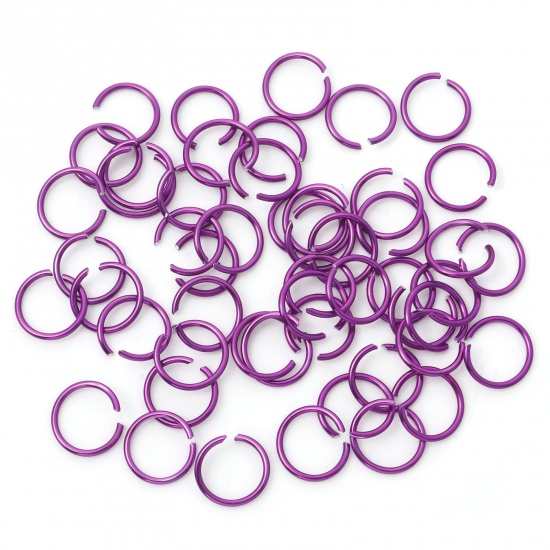 Picture of 1mm Aluminum Open Jump Rings Findings Round Purple 10mm Dia, 300 PCs