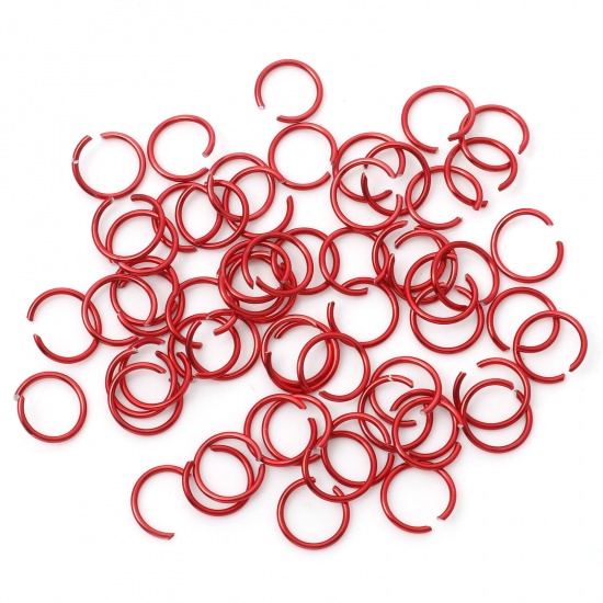 Picture of 1mm Aluminum Open Jump Rings Findings Round Red 10mm Dia, 300 PCs