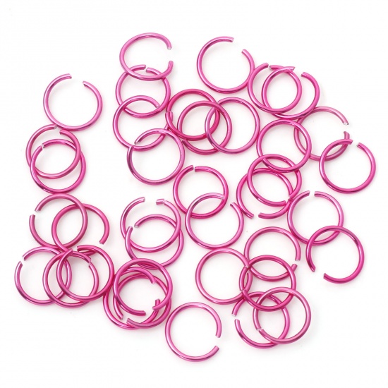 Picture of 1mm Aluminum Open Jump Rings Findings Round Fuchsia 10mm Dia, 300 PCs