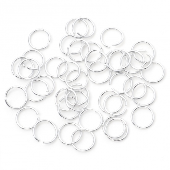 Picture of 1mm Aluminum Open Jump Rings Findings Round Silver Plated 10mm Dia, 300 PCs