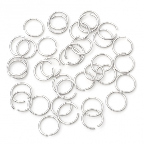 Picture of 1mm Aluminum Open Jump Rings Findings Round Silver Tone 10mm Dia, 300 PCs