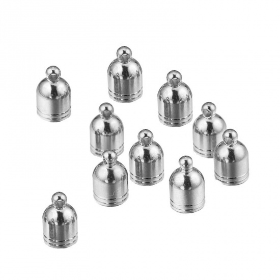 Picture of 304 Stainless Steel Cord End Caps Silver Tone 4mm Dia., 10 PCs