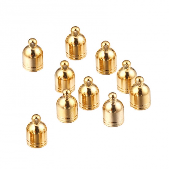 Picture of 304 Stainless Steel Cord End Caps For Necklace Bracelet Jewelry Making 18K Gold Plated 4mm Dia., 10 PCs