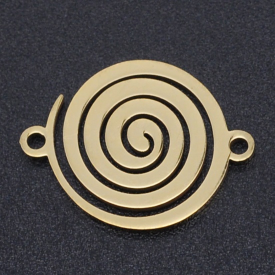 Immagine di 201 Acciaio Inossidabile Connettore Spirale Oro Placcato 18mm x 14mm, 2 Pz