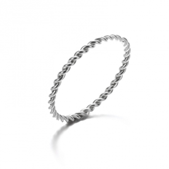 Picture of 304 Stainless Steel Unadjustable Rings Silver Tone Braided 18.1mm(US Size 8), 1 Piece