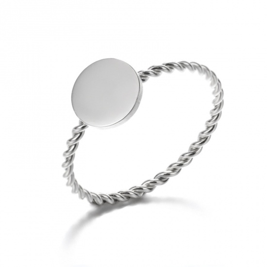 Picture of 304 Stainless Steel Unadjustable Rings Silver Tone Braided Round 18.1mm(US Size 8), 1 Piece