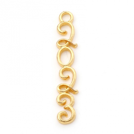 Immagine di Lega di Zinco Anno Ciondoli Numero Oro Placcato Lettere " 2023 " 3.2cm x 0.6cm , 20 Pz