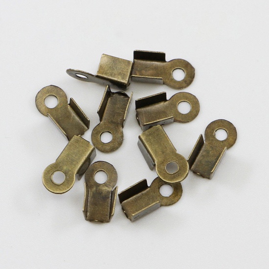 Picture of Iron Based Alloy Cord End Crimp Caps Rectangle Antique Bronze (Fits 2.5mm Cord) 6mm x 3mm, 200 PCs