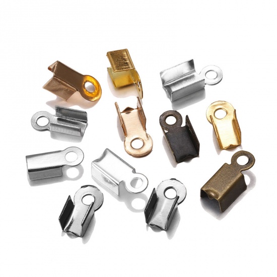 Picture of Iron Based Alloy Cord End Crimp Caps Rectangle At Random Mixed (Fits 2.5mm Cord) 6mm x 3mm, 200 PCs
