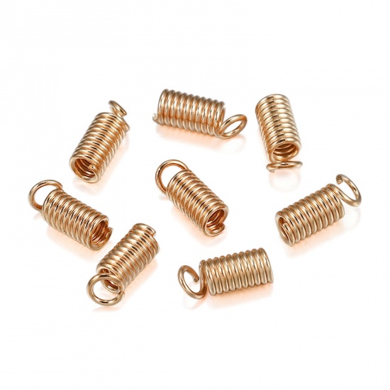 Bild von Eisenlegierung Endkappen für Halskette oder Armband Feder KC Vergoldet 1.8mm Schnur) 7mm x 3mm, 100 Stück