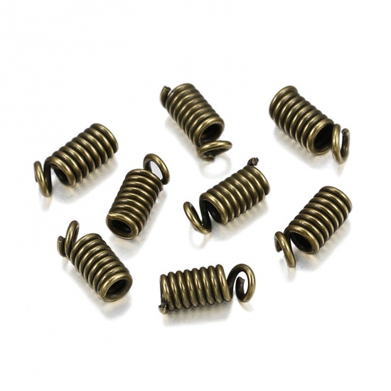 Picture of Iron Based Alloy Cord End Caps Spring Antique Bronze (Fits 2.5mm Cord) 9mm x 4mm, 100 PCs