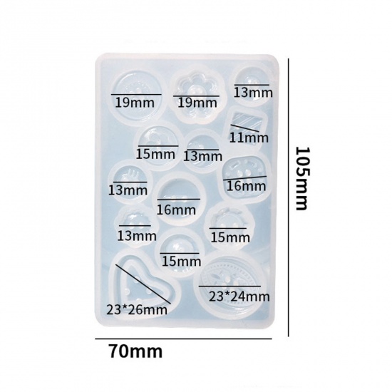 Bild von Silikonform aus Harz für die Schmuckherstellung von Knöpfen, weiß, 10,5 cm x 7 cm, 1 Stück